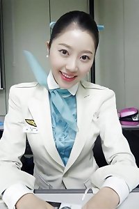Korean air hostess spreading pussy